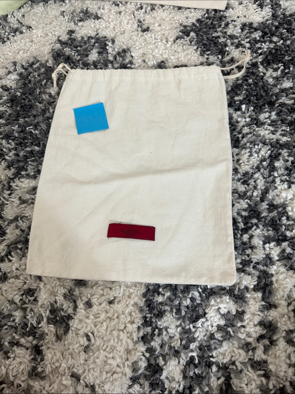Valentino Cream Drawstring Dust Bag with Red Logo Patch